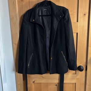 Rampage Black Trench Coat with Gold Accents